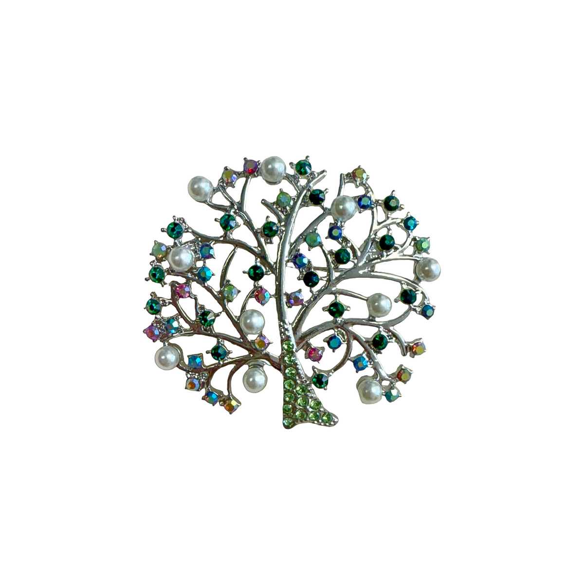 SH Sales Crystal & Pearl Tree Brooch 201008