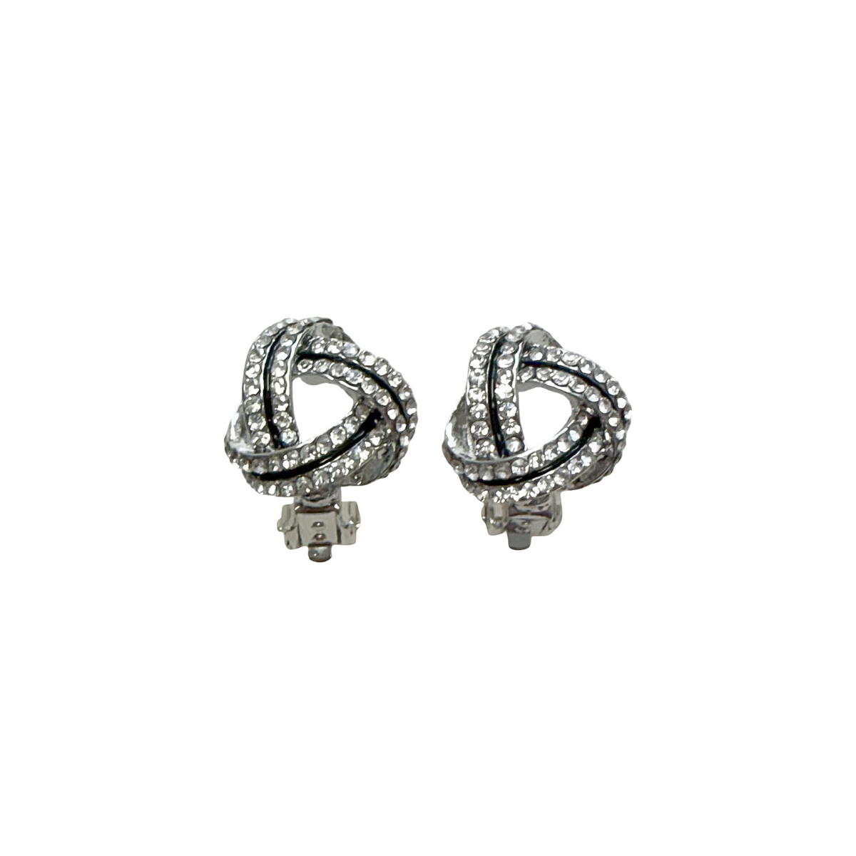 SH Sales Silver Tone Crystal Knot Clip On Earring 206186