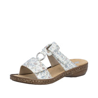 Rieker 628P9-91 Regina Silver Mules
