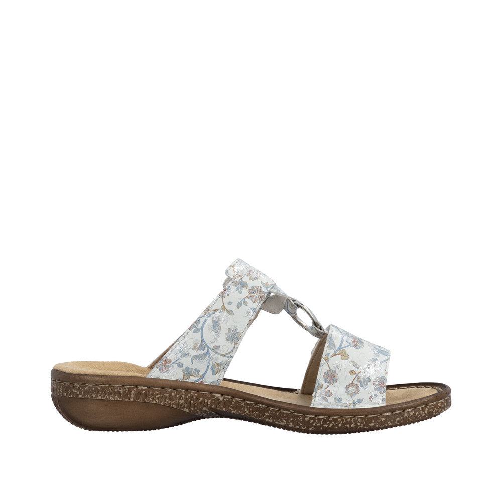 Rieker 628P9-91 Regina Silver Mules