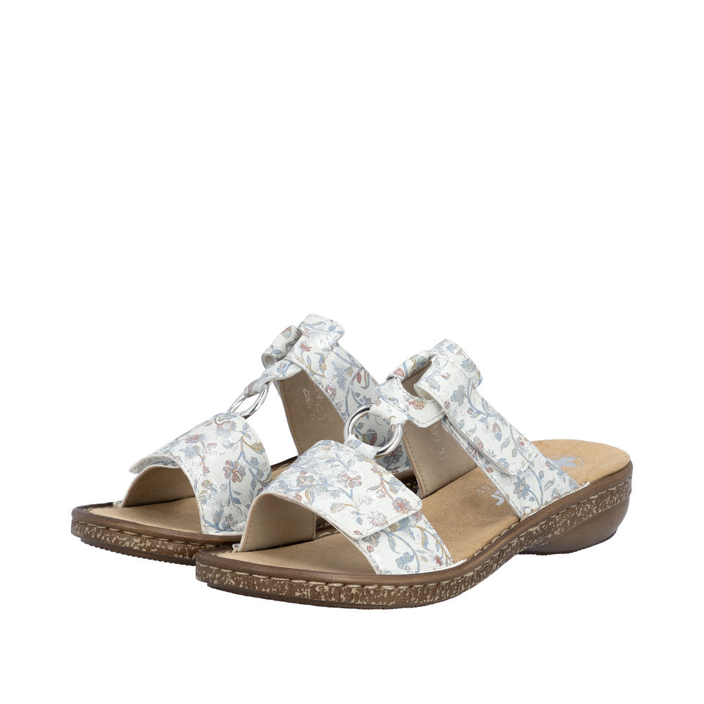 Rieker 628P9-91 Regina Silver Mules