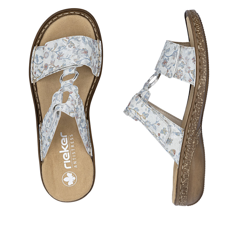 Rieker 628P9-91 Regina Silver Mules