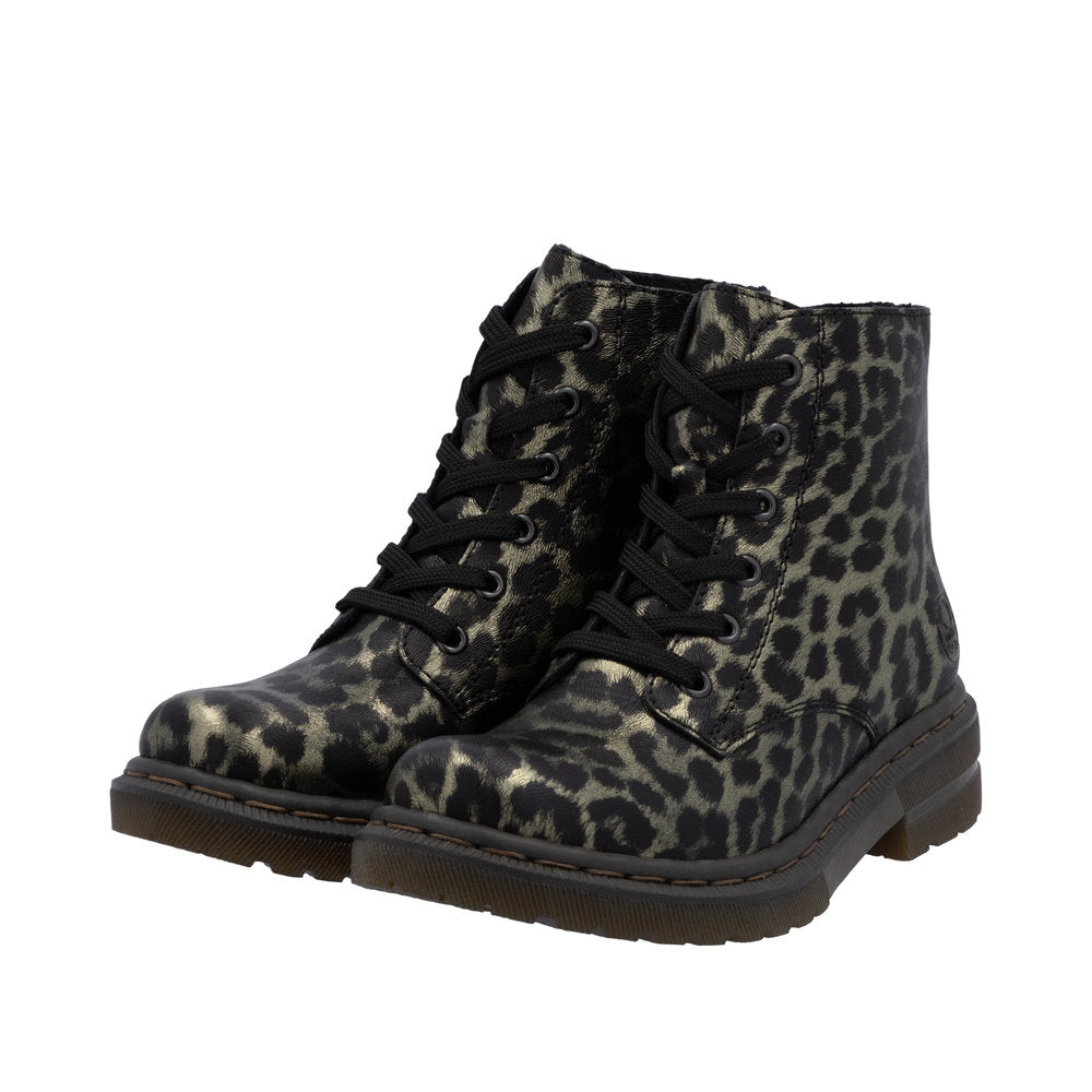 Rieker 78240-90 Gold/Schwarz Leopard Boots