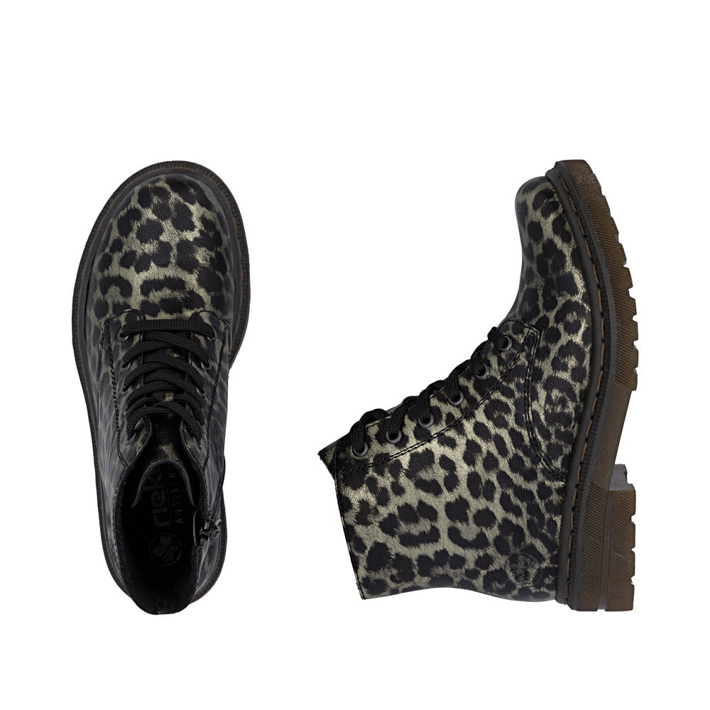 Rieker 78240-90 Gold/Schwarz Leopard Boots