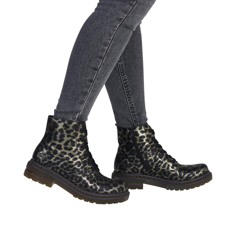 Rieker 78240-90 Gold/Schwarz Leopard Boots