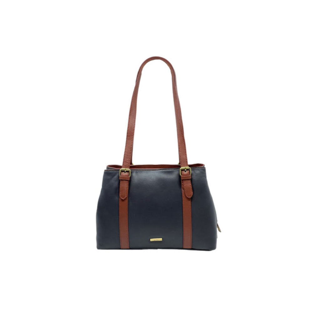 Nova Leathers 816C Navy Tan Handbag