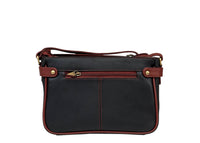 Nova Leathers Zip Top E/W Shoulder Bag Black Tan (844)