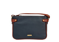 Nova Leathers Zip Top E/W Shoulder Bag Navy Tan (844)