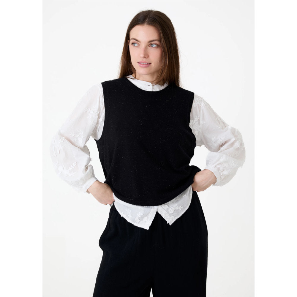 Dreams London Lurex Cashmere Like Vest Black (AA0335)