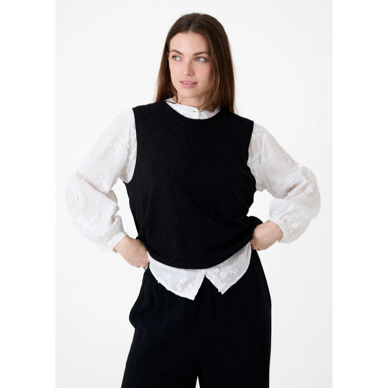 Dreams London Lurex Cashmere Like Vest Black (AA0335)