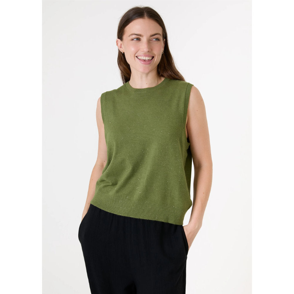 Dreams London Lurex Cashmere Like Vest Leaf Green (AA0335)