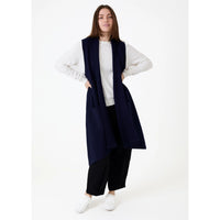 Dreams London Cashmere Like Doubleknit Roll Collar Gilet Navy (AA0345)
