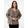 Dreams London Leopard Jacquard V-Neck Jumper Mink (AA0357)