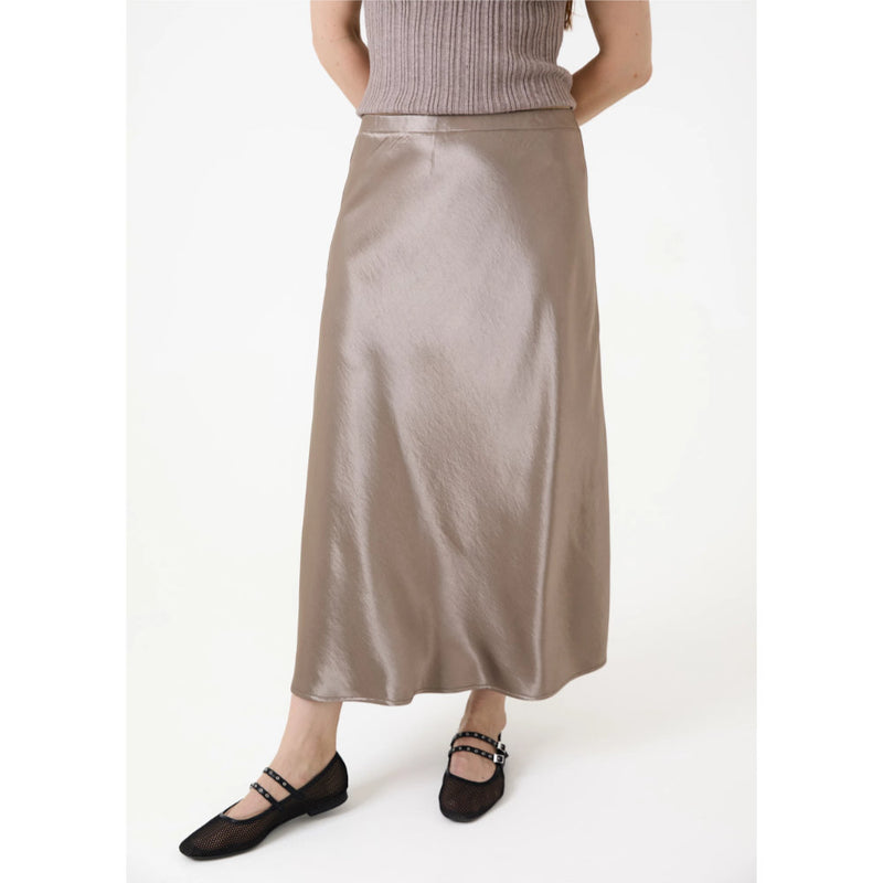 Dreams London A-Line Bias Cut Satin Skirt Mink (AA0394)