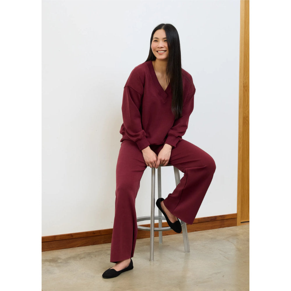 Dreams London Luxe Jersey Straight Leg Trouser Berry (AA0401)