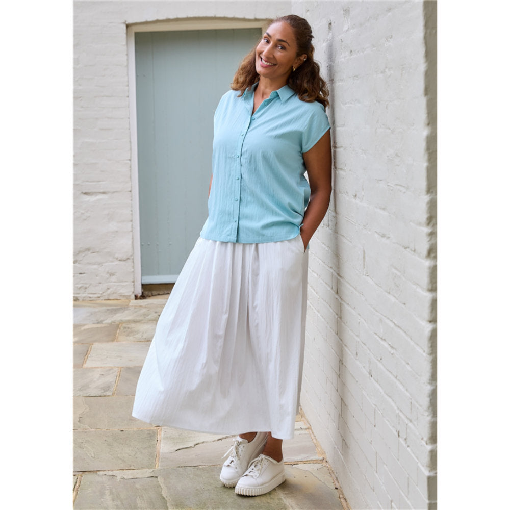 Dreams London Cap Sleeve Button Through Shirt Sea Foam (AA0407)