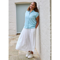 Dreams London Cap Sleeve Button Through Shirt Sea Foam (AA0407)