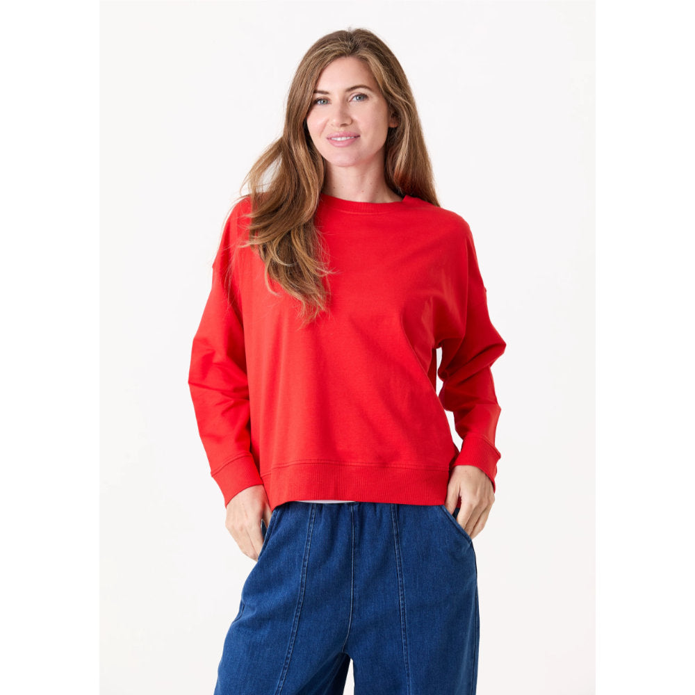 Dreams London Crew Neck Drop Shoulder Sweatshirt Poppy Red (AA0440)