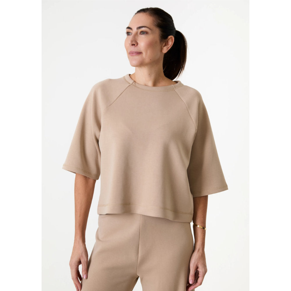 Dreams London Luxe Jersey Boxy Short Sleeve Sweatshirt Stone (AA0487)