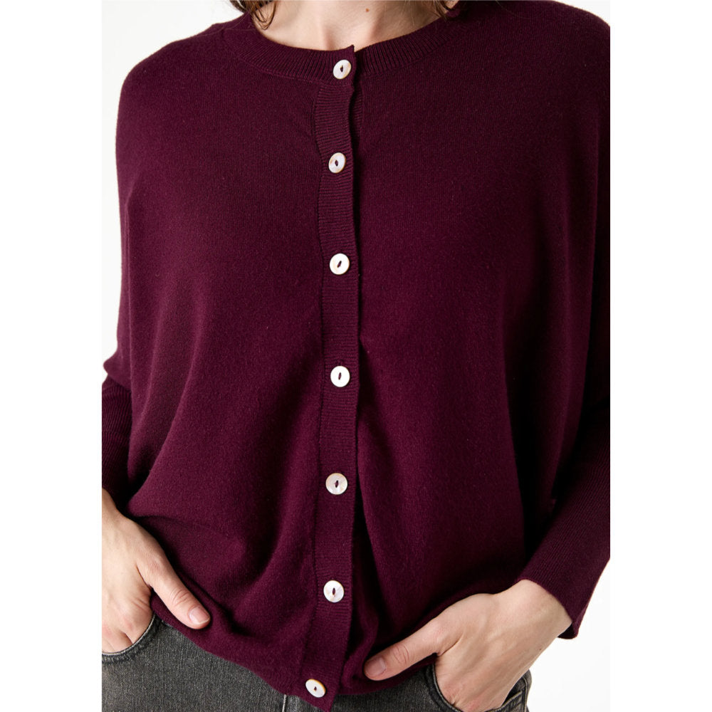 Dreams London Cashmere Like Batwing Cardigan Merlot (AA0523)