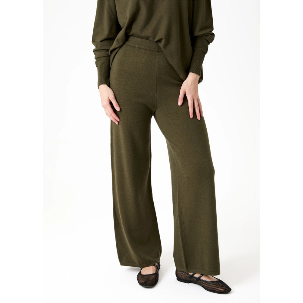 Dreams London Cashmere Like Straight Leg Trouser Forest (AA0557)