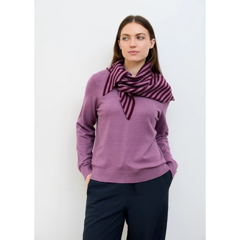 Dreams London Cashmere Like Stripe Triangle Scarf Merlot (AA0559)