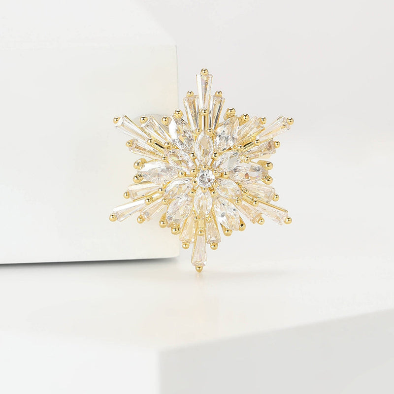 White Leaf Miniature Burst Brooch In Gold (BRQ03G)