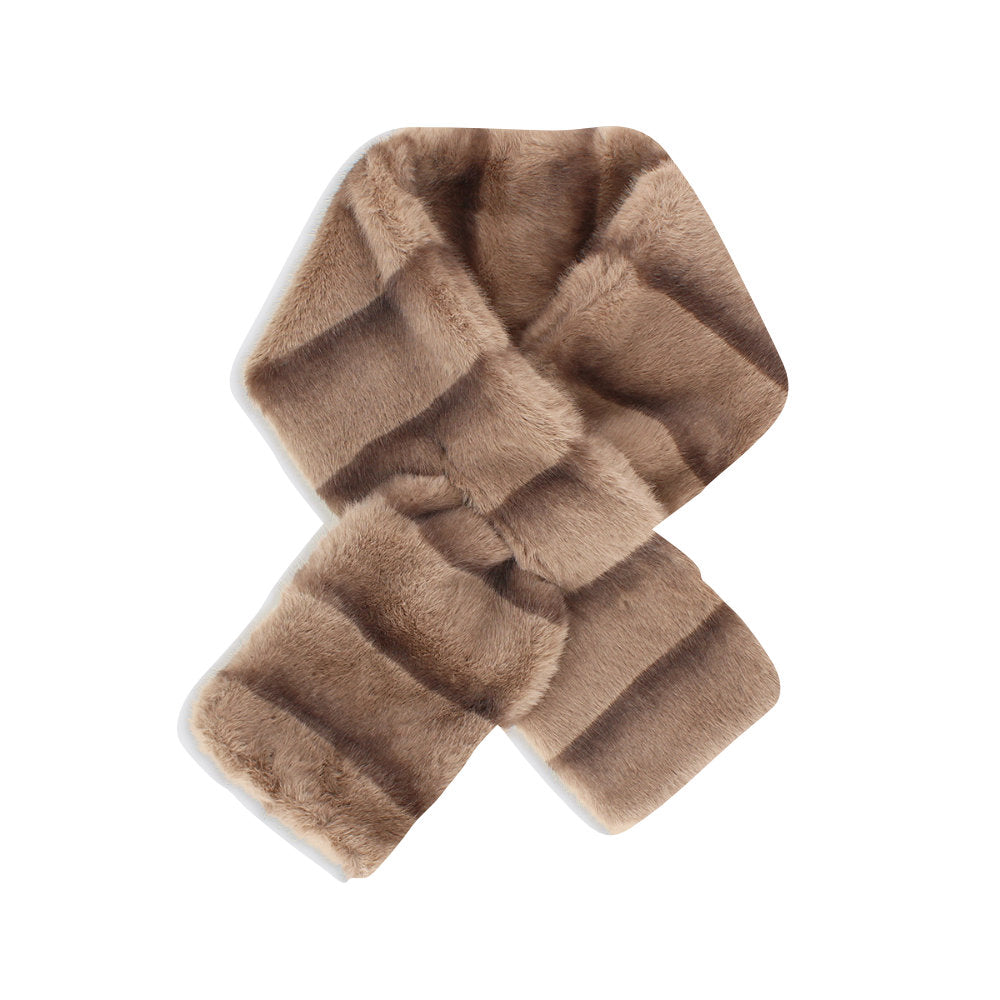 Millie Mae Bridgette Faux Fur Push Through Scarf - Toffee