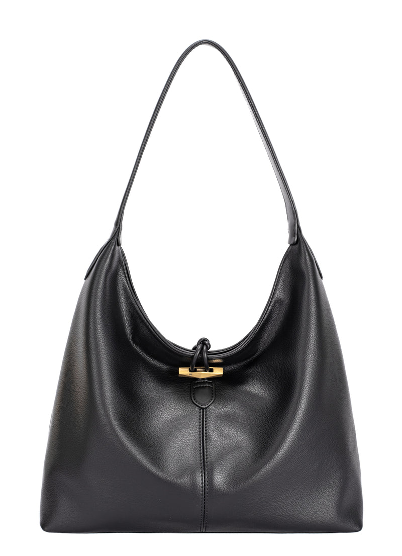 Nova Leathers Slouchy Button Detail Hobo Black  (CM7712)