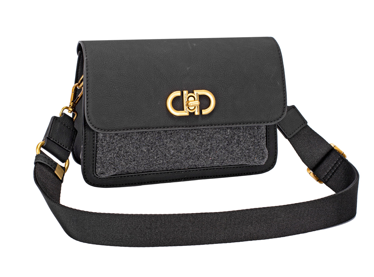 Nova Leathers Half Flap Shoulder Black  (CM7779)