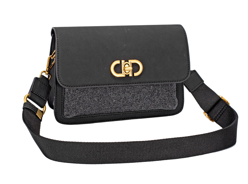 Nova Leathers Half Flap Shoulder Black  (CM7779)