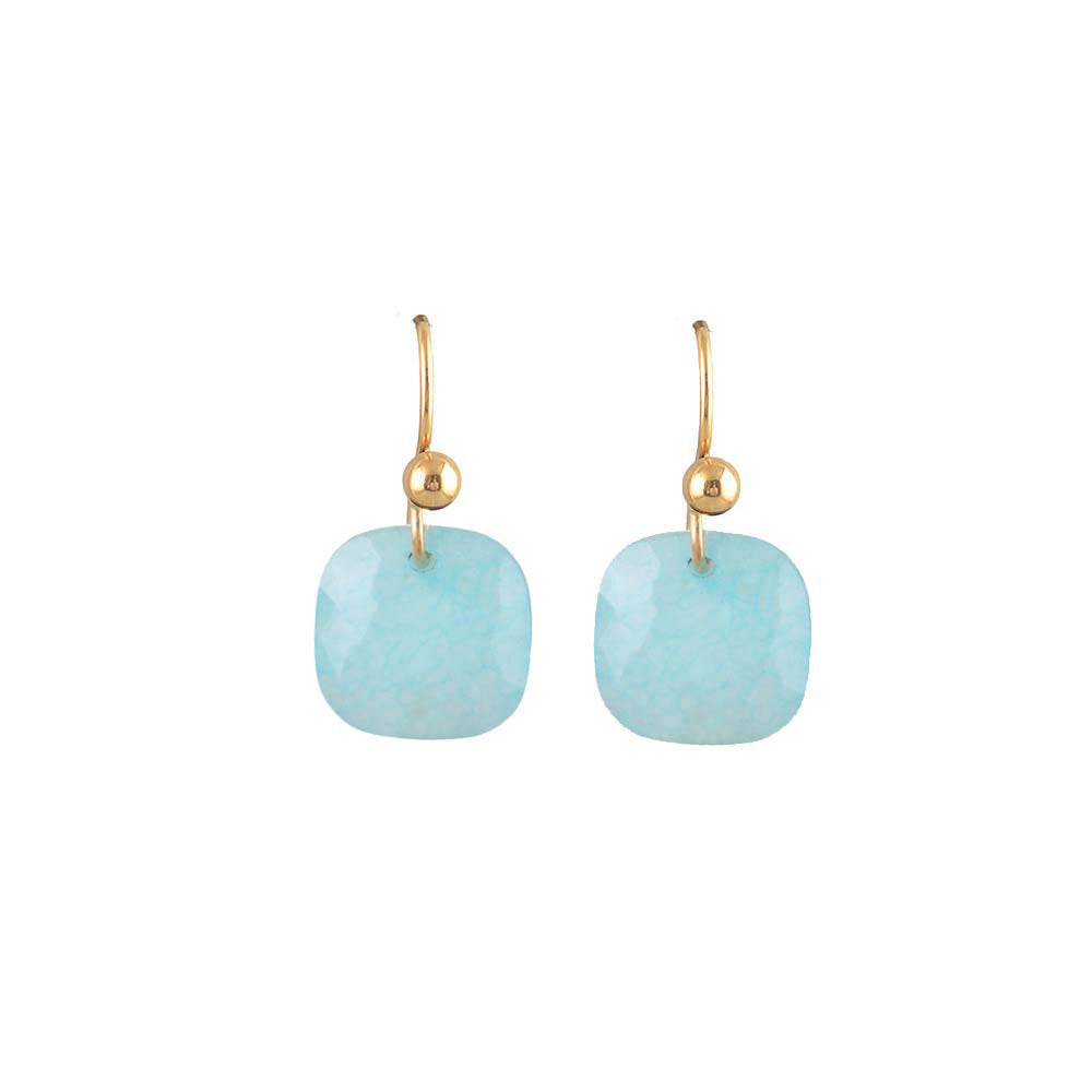 White Leaf Faceted Natural Stone Earring In Aquamarine (EAL09AQ)