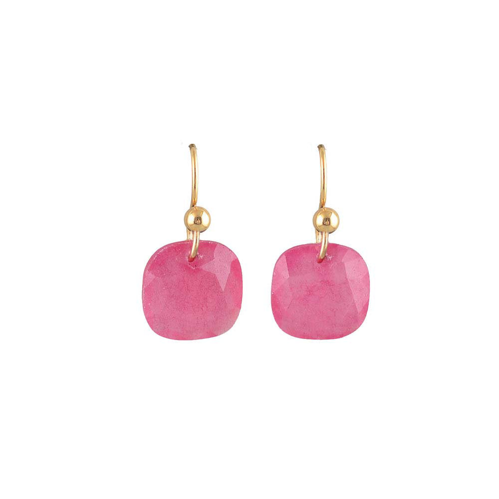 White Leaf Faceted Natural Stone Earring In Rose Red (EAL09RR)