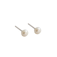 White Leaf Freshwater Pearl Stud Earring In Sterling Silver (EAN05G)