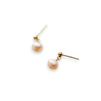 White Leaf Minimalist Freshwater Pearl Drop Earring In Gold Plated Sterling Silver (EAN574G)