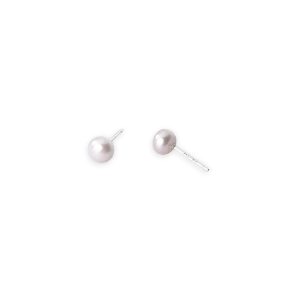 White Leaf White Pearl Stud Earring In Sterling Silver (EAQ09W)