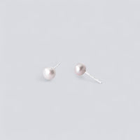 White Leaf White Pearl Stud Earring In Sterling Silver (EAQ09W)