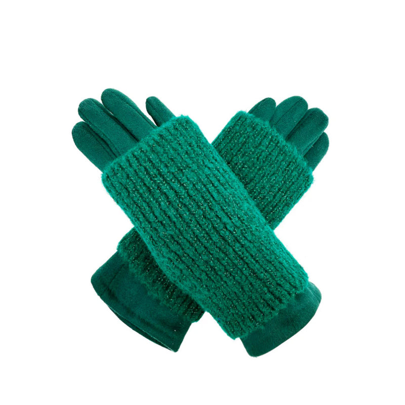 A&B Fashion GV2412-078 2 in 1 Plain Colour Layered Touch Screen Gloves - Teal Green