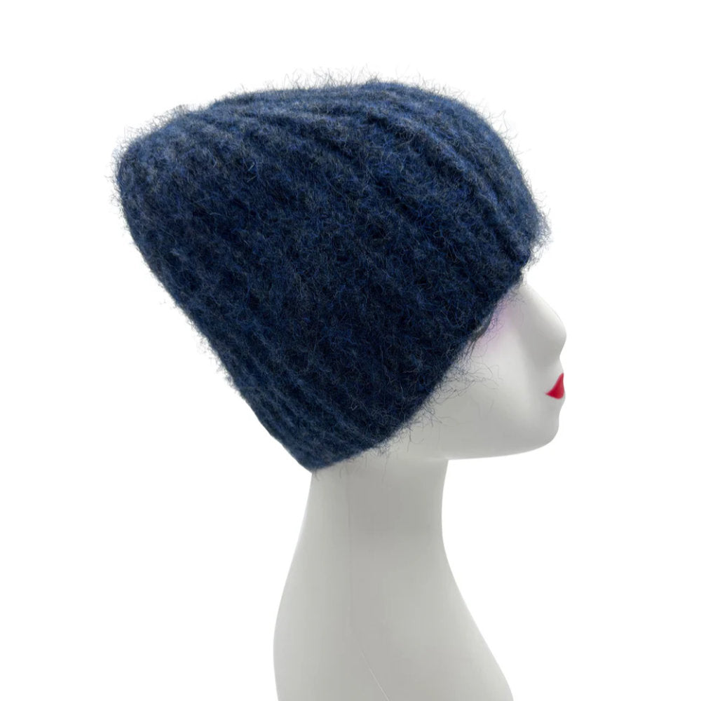A&B Fashion HT23140-865 Solid Colours Plain Ribbed Beanie Hat - Navy