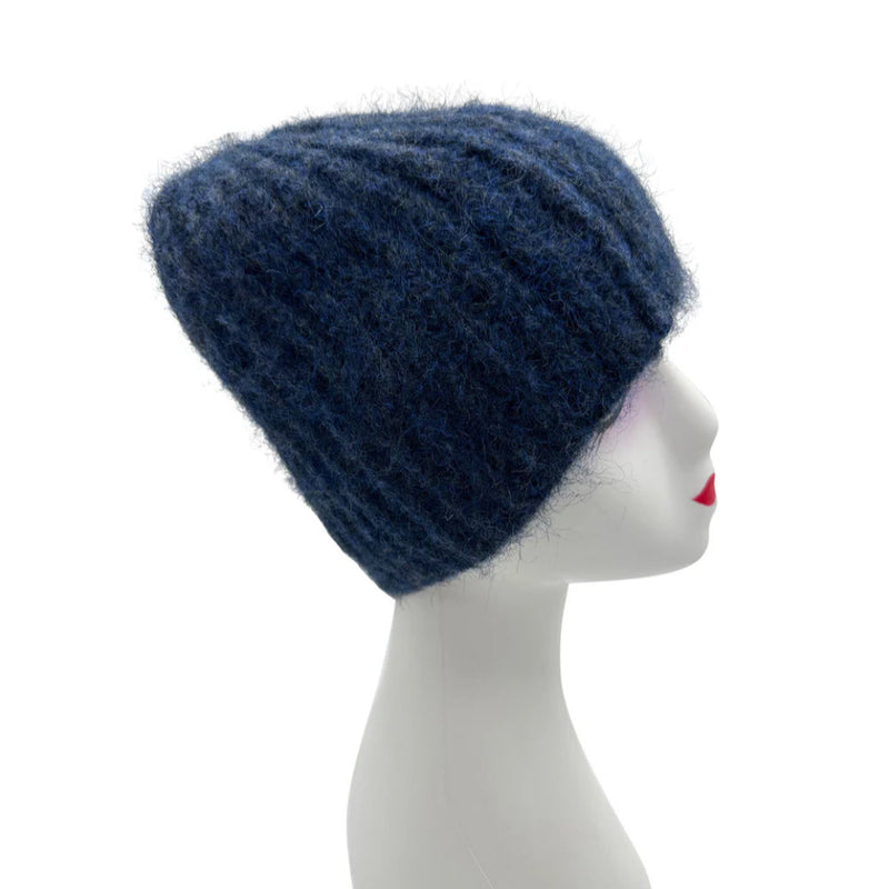 A&B Fashion HT23140-865 Solid Colours Plain Ribbed Beanie Hat - Navy