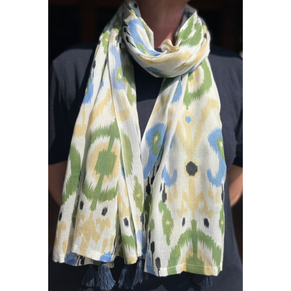 Earth Squared Green Tassel Scarf (IKTSCGRN)