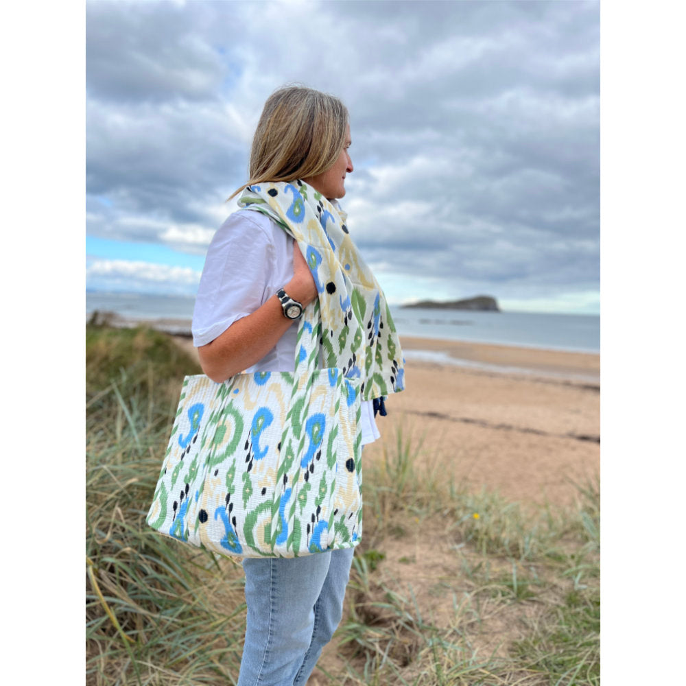 Earth Squared Green Quilted Cotton Tote Bag (IKTTGRN)