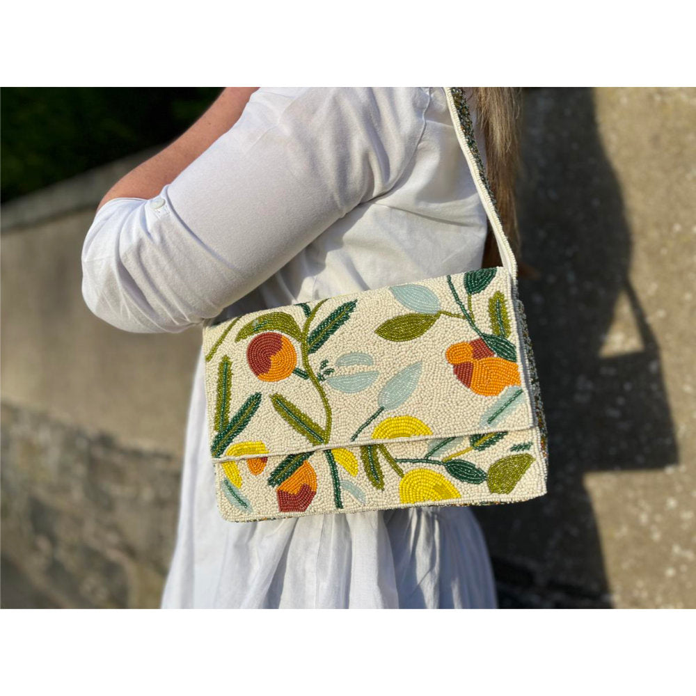 Earth Squared Oranges and Lemons Beaded Shoulder Bag (SS26BBLEM)