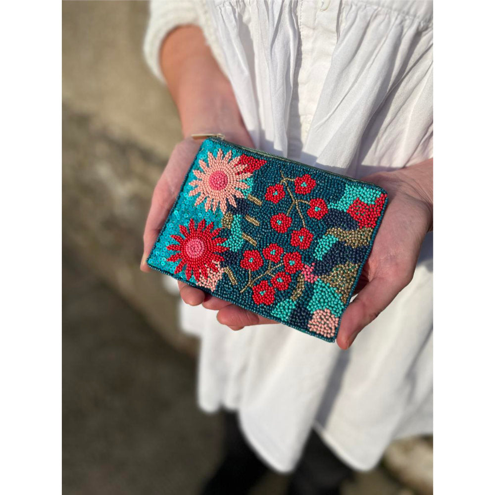 Earth Squared Teal Beaded Purse (SS26BPURTL)
