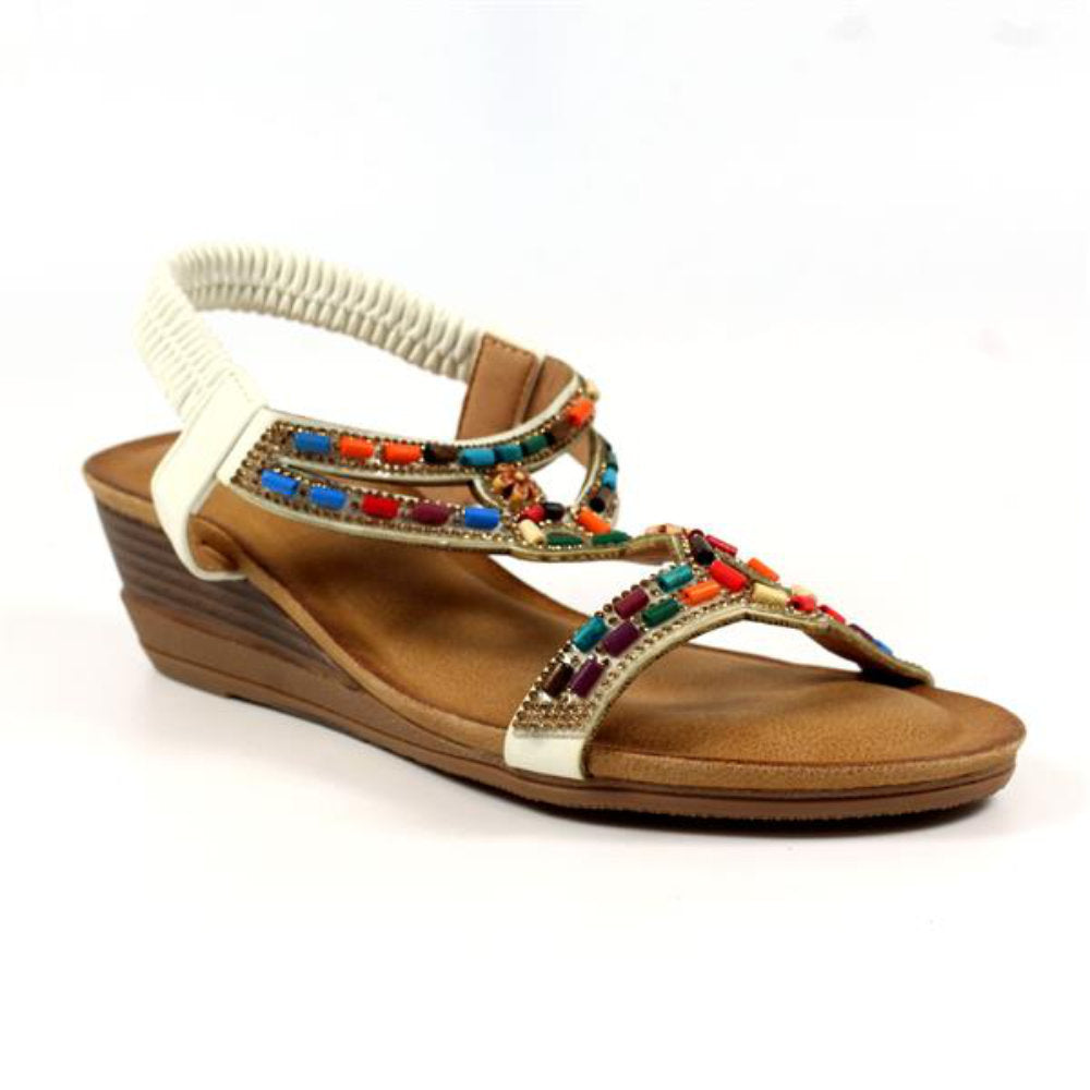 Lunar Epsom White Wedge Sandal JLH478 WT