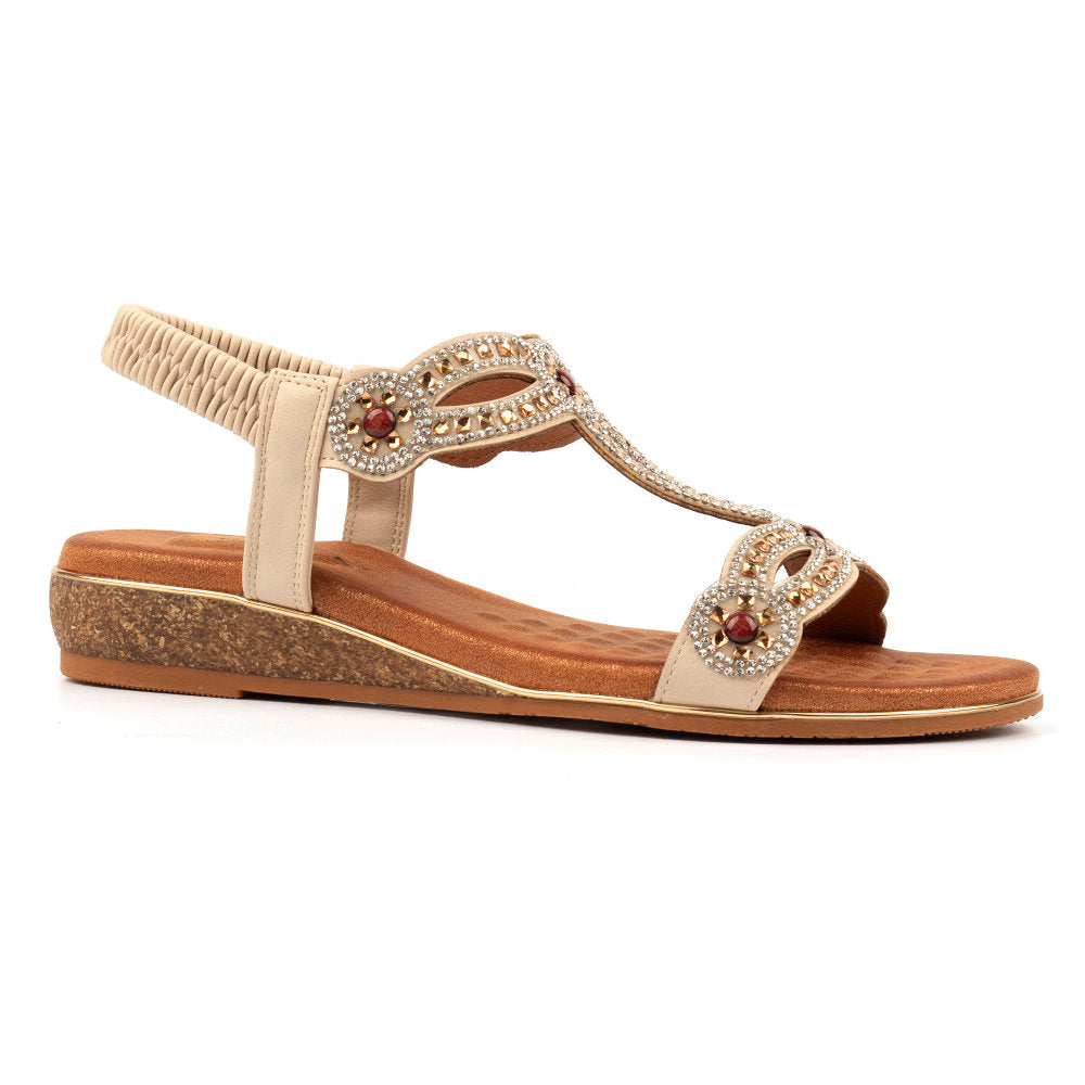 Lunar Indigo Beige Wide Sandal JLH616 BG