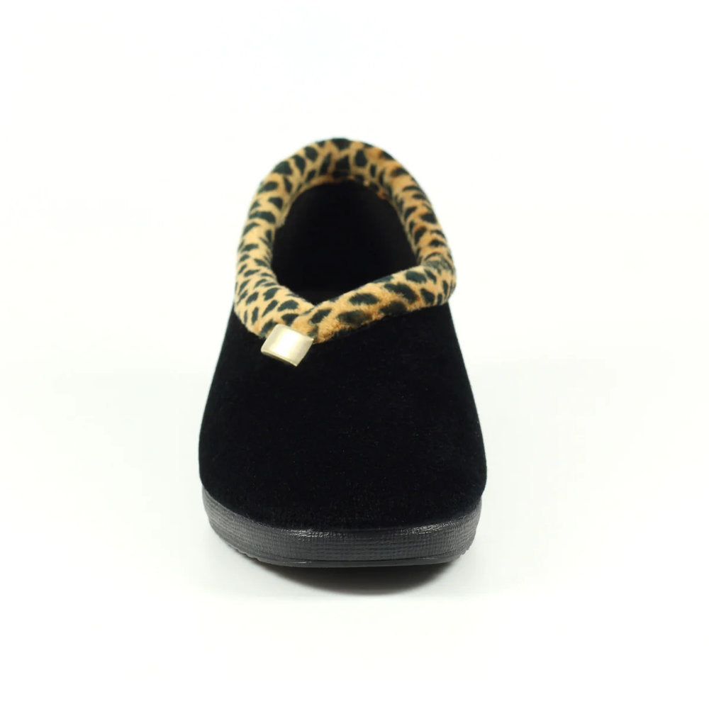 Lunar Paloma Black Ocelot Trim Slipper KLA005 BK