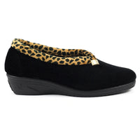Lunar Paloma Black Ocelot Trim Slipper KLA005 BK