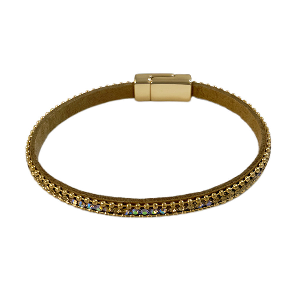 White Leaf Multi Row Magnetic Bracelet In Mocha & Topaz (LBY01T)