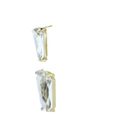 White Leaf Linked Faceted Gem Earring Gold With Clear Crystal (LEN09G)